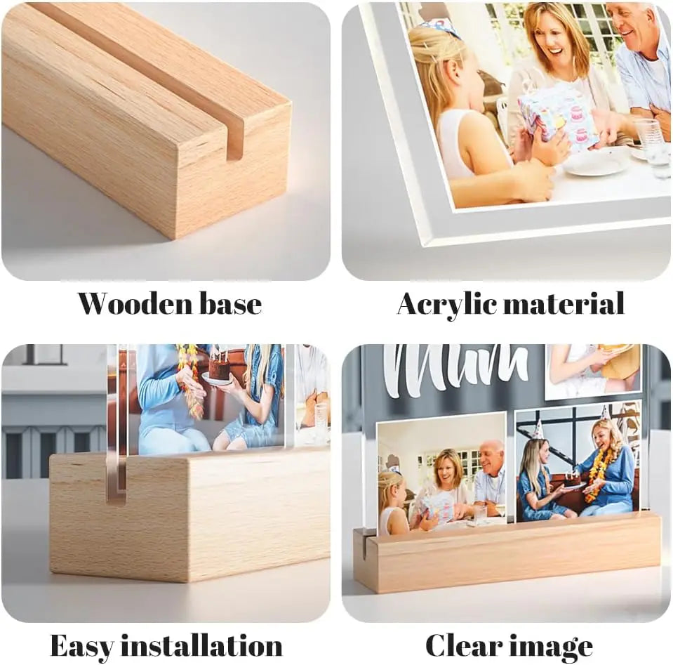 Personalized Acrylic Music Plaque with Photo & LED Light – Custom Song Frame Gift for Couples, Mom & Family