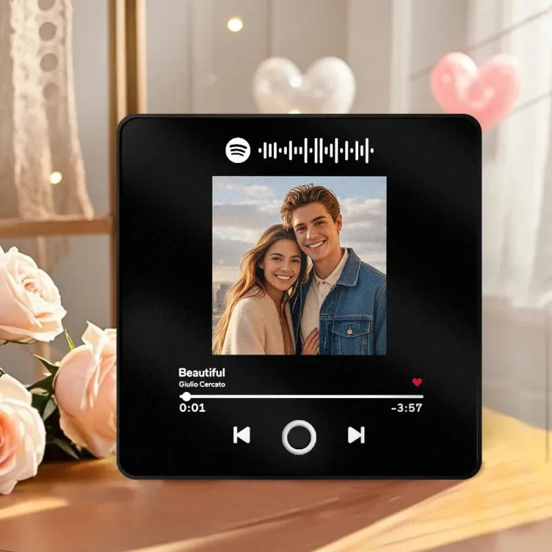 Custom Photo Music Fridge Magnet with Frame – Personalized Song Magnet That Plays Music