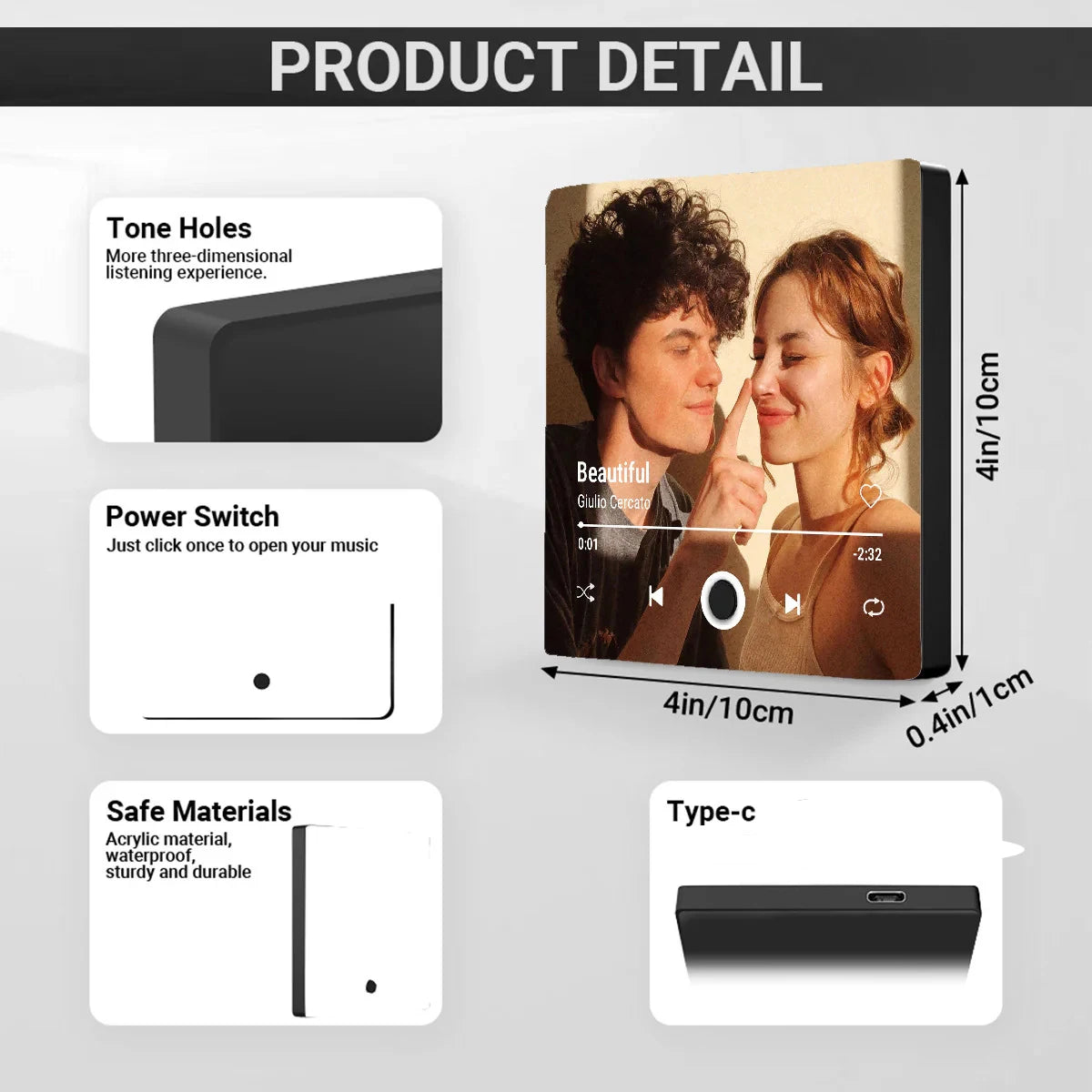 Custom Photo Music Fridge Magnet with Frame – Personalized Song Magnet That Plays Music