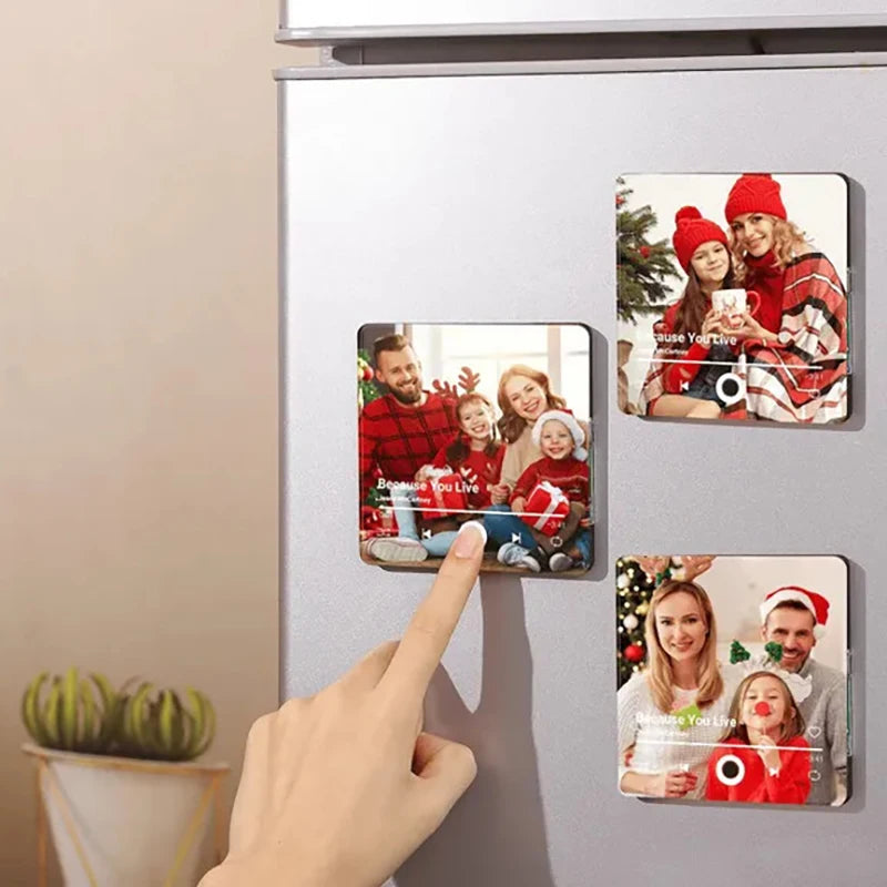 Custom Photo Music Fridge Magnet with Frame – Personalized Song Magnet That Plays Music