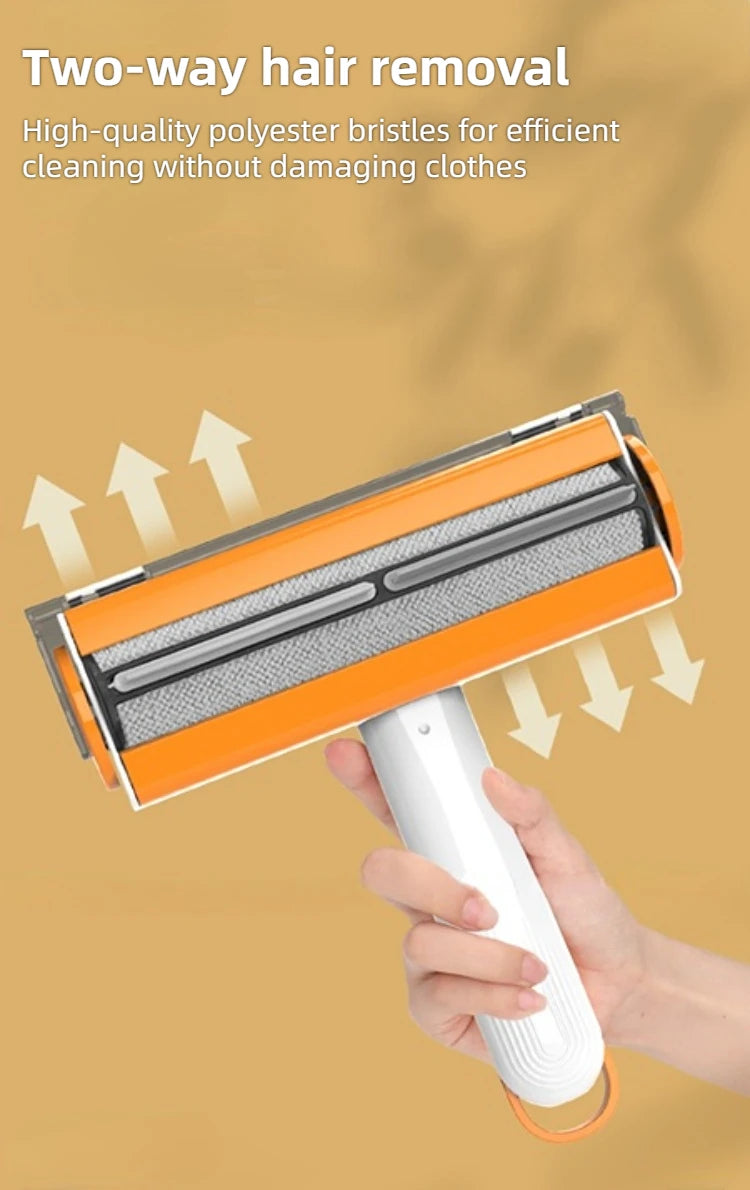 Close view of two-way pet hair roller